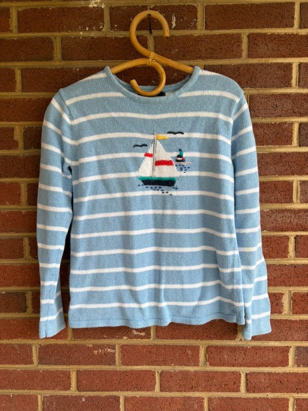 Vintage Sag Harbor Striped Sailboat Sweater Women's XS